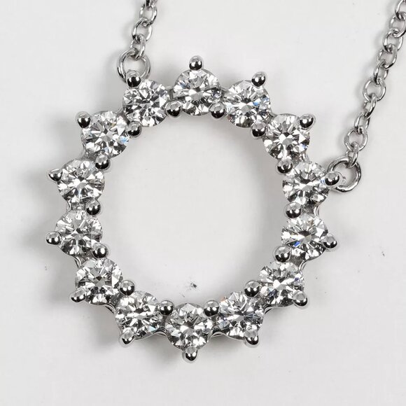 TIFFANY&Co. Open Circle Small Necklace Pt950Platinum/diamond 2.93g Women - Picture 5 of 8